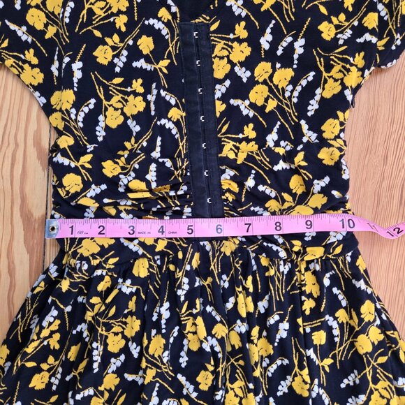 Maeve Anthropologie Floral Fit & Flare Dress Hook & Eye Front Rayon Stretch XS - Picture 8 of 12